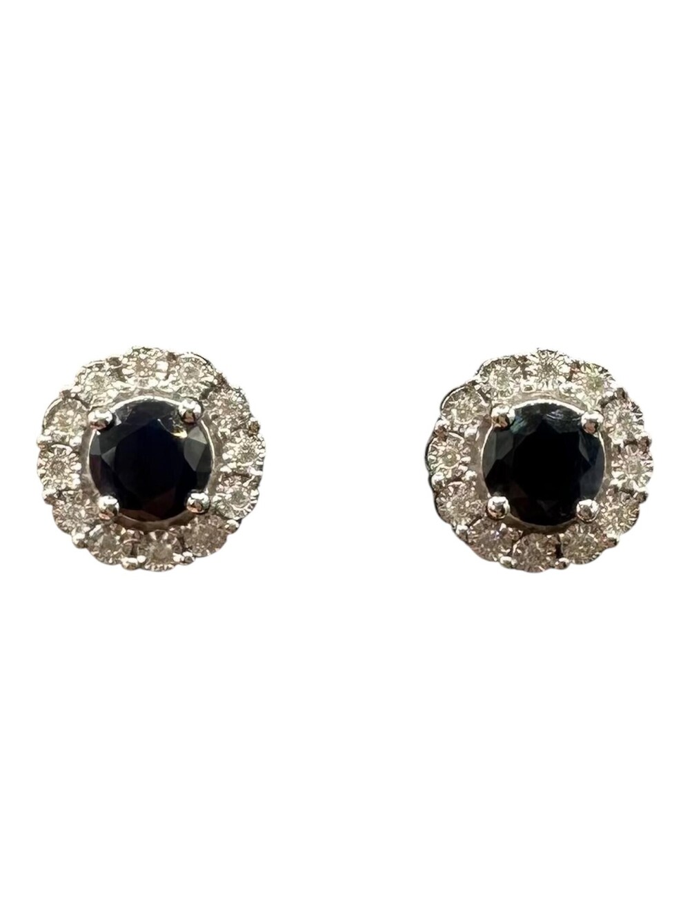 Effy Sapphire Diamond Earrings 14K White Gold 1.14ctw NWT